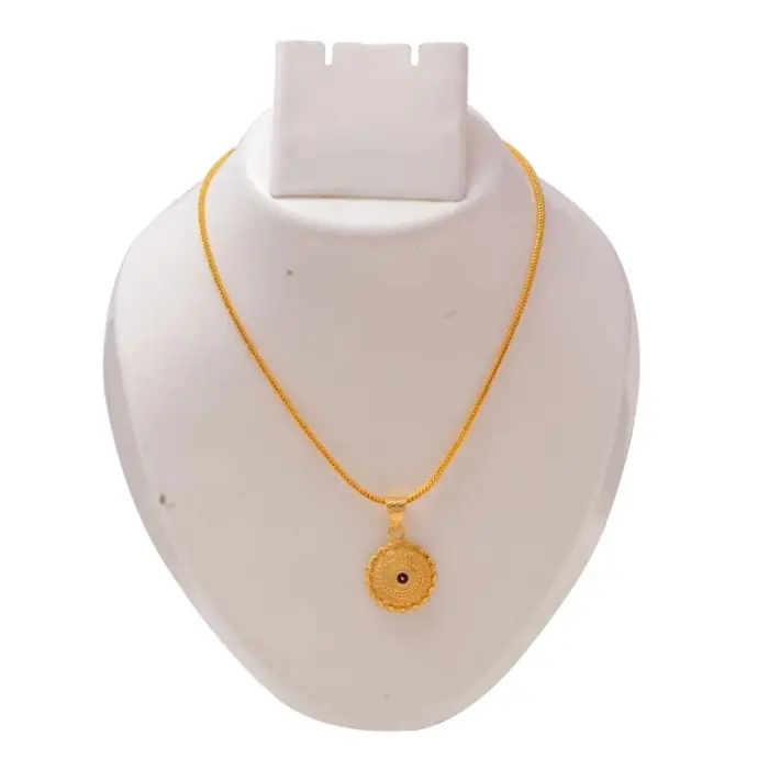 QKATIKA ROUND DESIGNER GOLD PLATED PENDANT WITH CHAIN - Image 4