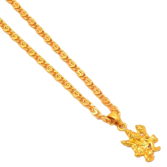 QKATIKA ROUND HANUMAN JI GOLD PLATED PENDANT WITH CHAIN - Image 1