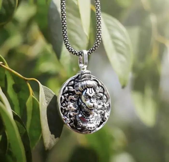 Silver Plated 3D Bajrangbali Hanuman Ji Necklace - Image 1