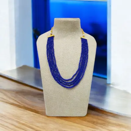 5-Line Grey Crystal Beaded Necklace – Elegant Layered Design for Women
